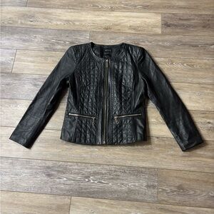 Birryshop Leather Jacket Sz 170/92A Black Moto Sheepskin Biker Luxury Chic Rock